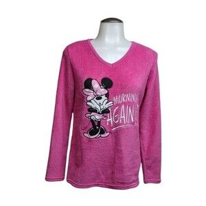 Disney Minnie PJ Top Fleece Morning Sleepwear Embroidered Pink XS (0-2)